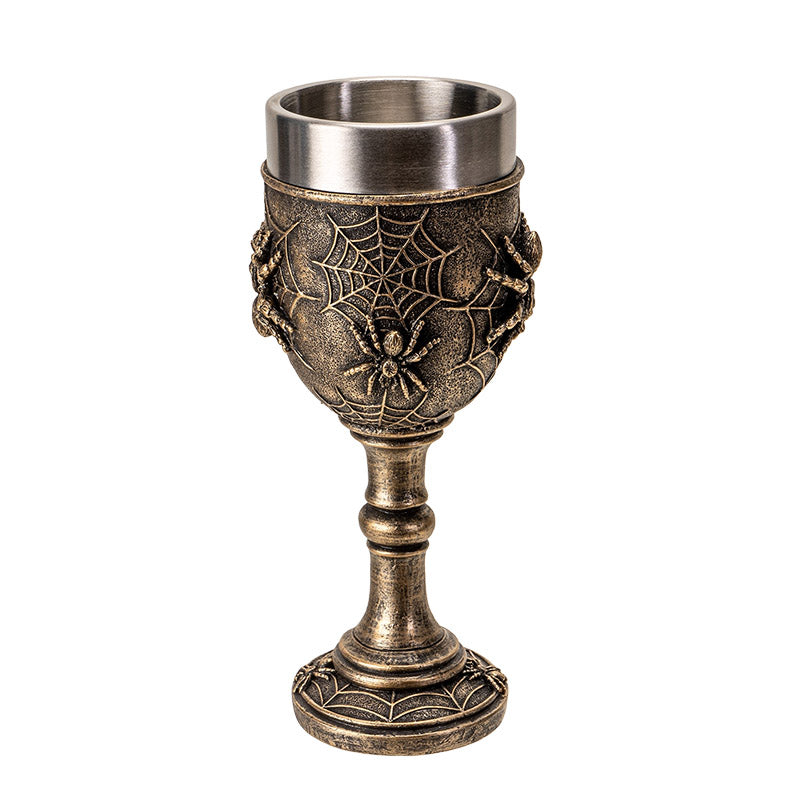 Spider Web Goblet with Intricate Spider Design 7oz Stainless Steel Chalice for Halloween Decor Gift for Unique and Spooky Drinkware