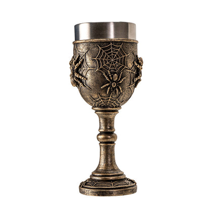 Spider Web Goblet with Intricate Spider Design 7oz Stainless Steel Chalice for Halloween Decor Gift for Unique and Spooky Drinkware