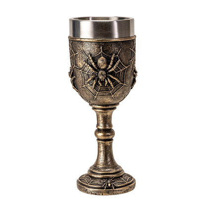 Spider Web Goblet with Intricate Spider Design 7oz Stainless Steel Chalice for Halloween Decor Gift for Unique and Spooky Drinkware