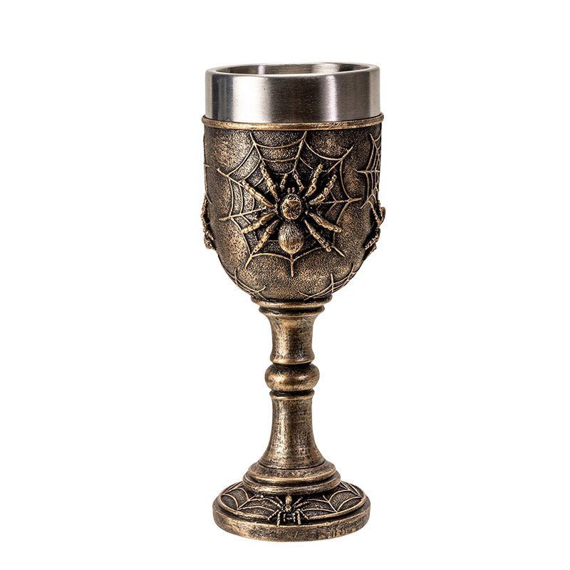 Spider Web Goblet with Intricate Spider Design 7oz Stainless Steel Chalice for Halloween Decor Gift for Unique and Spooky Drinkware