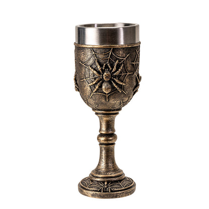 Spider Web Goblet with Intricate Spider Design 7oz Stainless Steel Chalice for Halloween Decor Gift for Unique and Spooky Drinkware