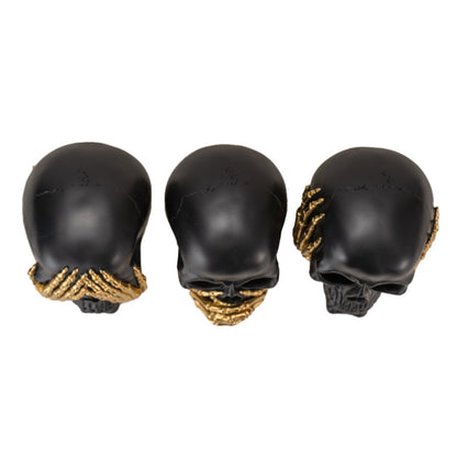 Hear See Speak No Evil Skull Figurine Set of 3 (Big)