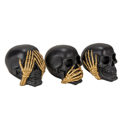 Hear See Speak No Evil Skull Figurine Set of 3 (Big)