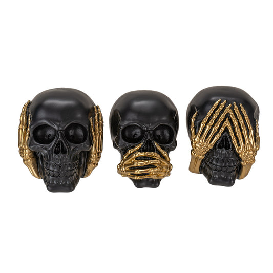 Hear See Speak No Evil Skull Figurine Set of 3 (Small)