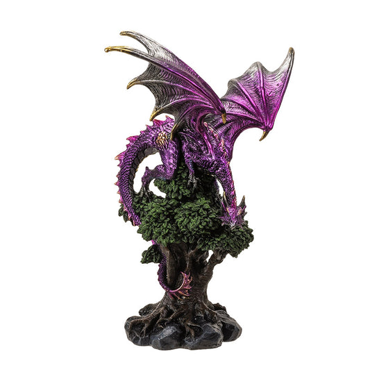 Purple Dragon Perched on Tree Statue