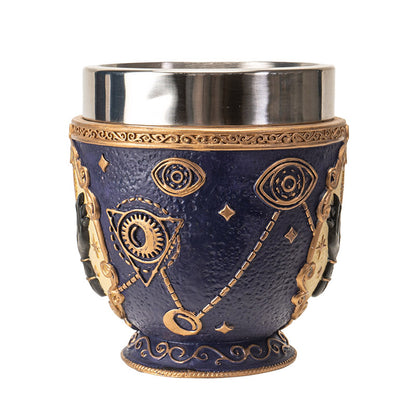 Tarot Tea Cup 8 floz Resin And Stainless Steel Mug with Mystical Symbols Ideal for Coffee Tea Drinks Gift for Tarot Spiritual And Halloween Decor