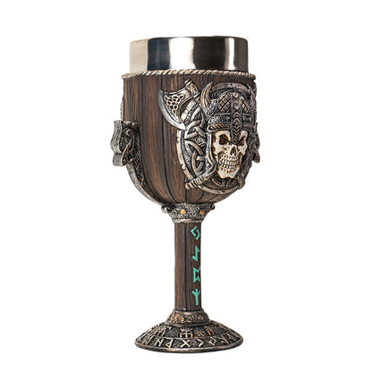 Viking Warrior Skull Goblet with Stainless Steel