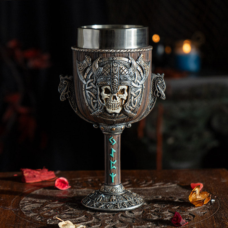 Viking Warrior Skull Goblet with Stainless Steel