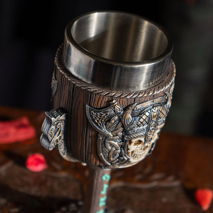 Viking Warrior Skull Goblet with Stainless Steel