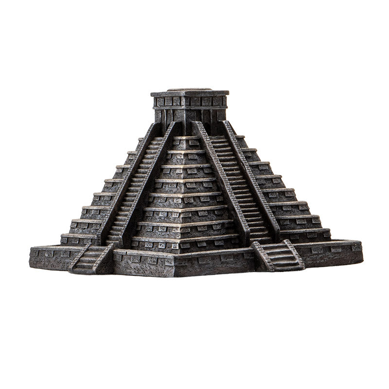 Aztec Temple Backflow Incense Burner with Intricate Stone Like Resin Design Decorative Pyramid Incense Holder for Aromatherapy and Home Decor