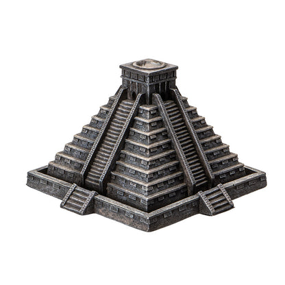 Aztec Temple Backflow Incense Burner with Intricate Stone Like Resin Design Decorative Pyramid Incense Holder for Aromatherapy and Home Decor