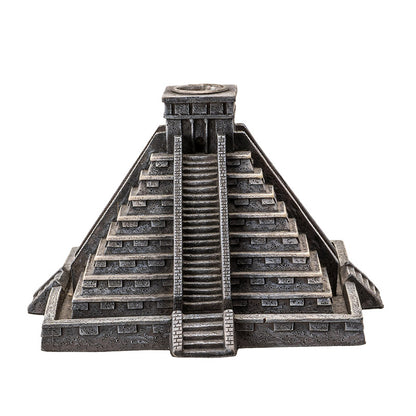 Aztec Temple Backflow Incense Burner with Intricate Stone Like Resin Design Decorative Pyramid Incense Holder for Aromatherapy and Home Decor