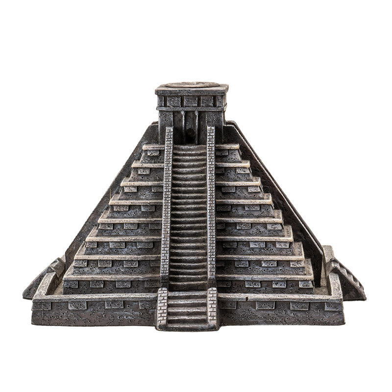 Aztec Temple Backflow Incense Burner with Intricate Stone Like Resin Design Decorative Pyramid Incense Holder for Aromatherapy and Home Decor