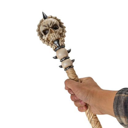 Skull Staff for Witch and Sorcerer Costumes 67 Inches Long Skeleton Costume Staff Ideal for Halloween Cosplay Spooky Home Display