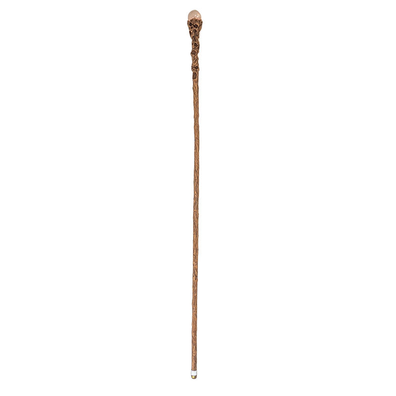 Skull Tree Trunk Sorcerer Staff with Red Crystal Orb 67 Inches Handcrafted Halloween Witch and Wizard Costume Prop Realistic Wood Grain and Skull Details