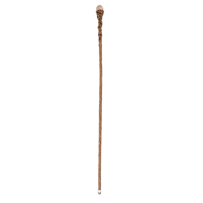 Skull Tree Trunk Sorcerer Staff with Red Crystal Orb 67 Inches Handcrafted Halloween Witch and Wizard Costume Prop Realistic Wood Grain and Skull Details