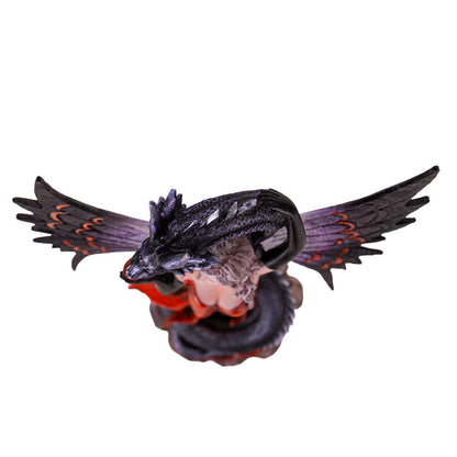 Shadow Dragon Fairy Fantasy Figurine with Red Gown and Dark Dragon Wings