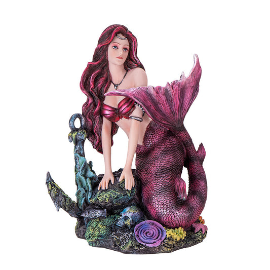 Ocean Siren Gothic Mermaid Figurine Mermaid with Anchored Base