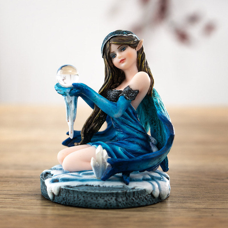 3" Blue Ice Fairy Figurine with Crystal Ball