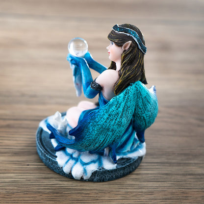 3" Blue Ice Fairy Figurine with Crystal Ball