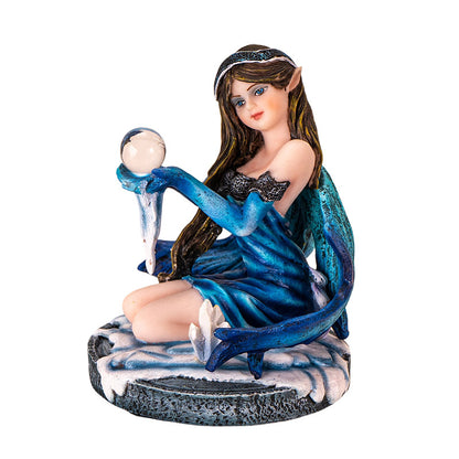 3" Blue Ice Fairy Figurine with Crystal Ball