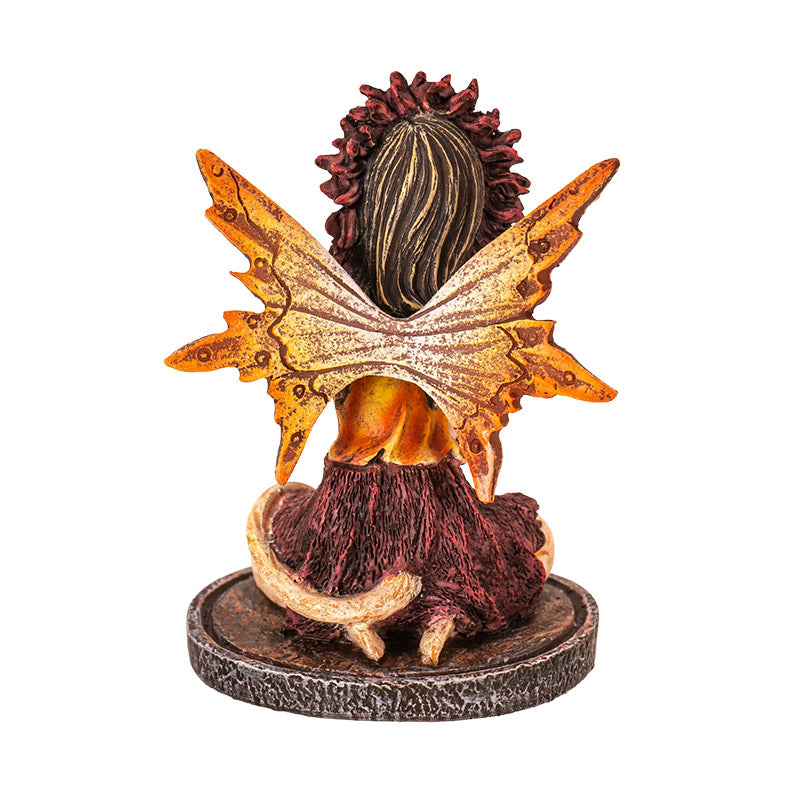 3" Autumn Flame Fairy Figurine with Fiery Orb