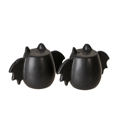 Bat Wing Ceramic Salt and Pepper Shakers Halloween Decorative Tabletop Accent with Fun Bat Design Perfect for Adding Flavor and Style to Your Kitchen or Dining Room 2.36" Inches