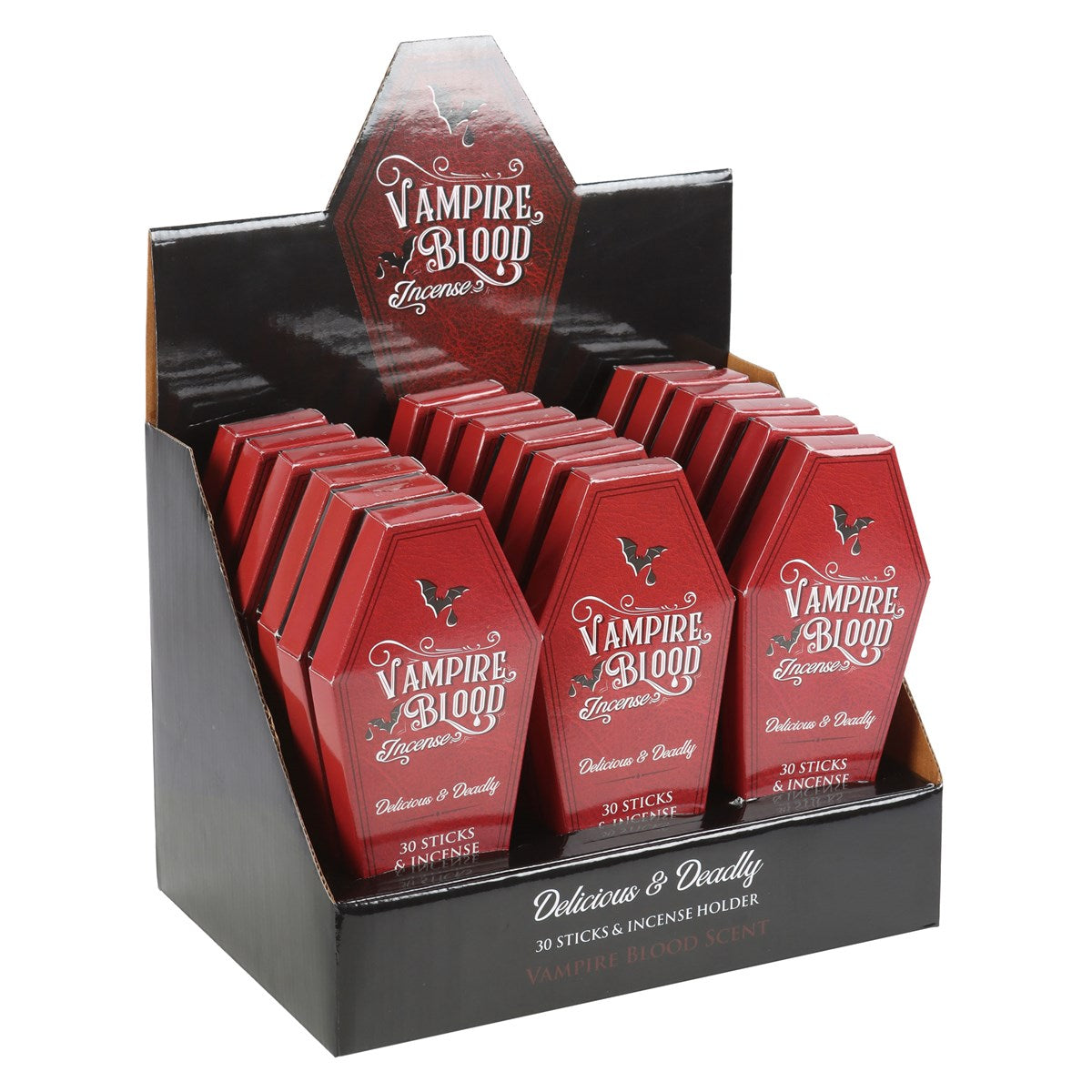 18PC Vampire Blood Coffin Incense Set with Display 540 Incense Sticks per Set Gothic Home Decor Designed by Something Different UK Delicious and Vampire Blood Scent