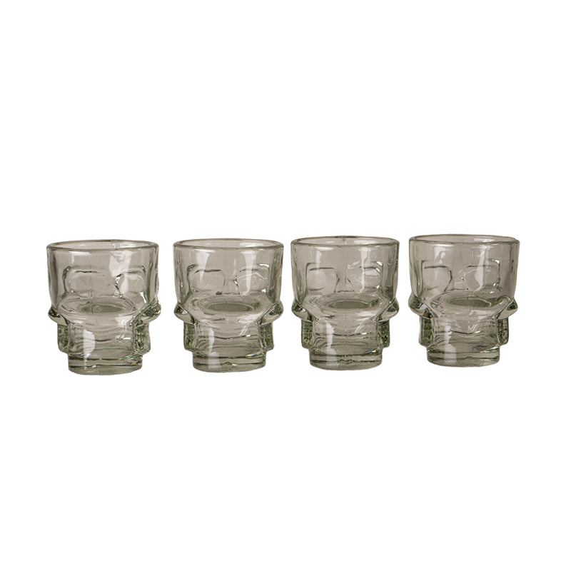 Skull Shot Glass Set of 4 by Something Different UK Unique Gothic Drinkware 3D Skull Design Glasses for Halloween Parties and Collectors Shot Glass Set Perfect for Gatherings