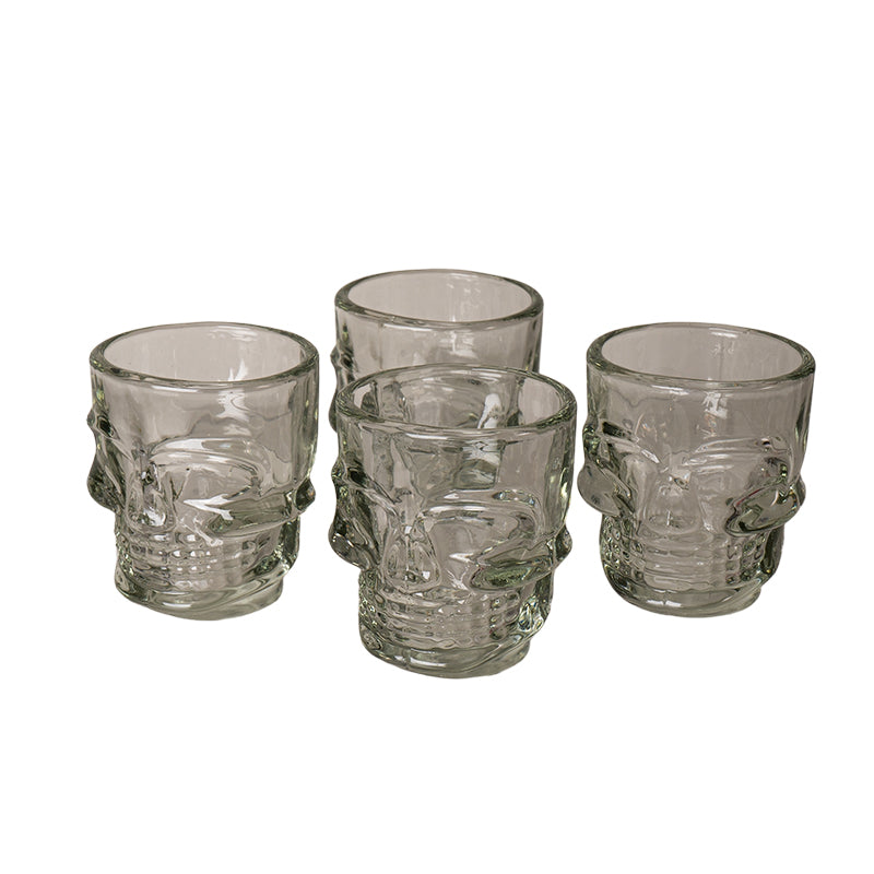 Skull Shot Glass Set of 4 by Something Different UK Unique Gothic Drinkware 3D Skull Design Glasses for Halloween Parties and Collectors Shot Glass Set Perfect for Gatherings