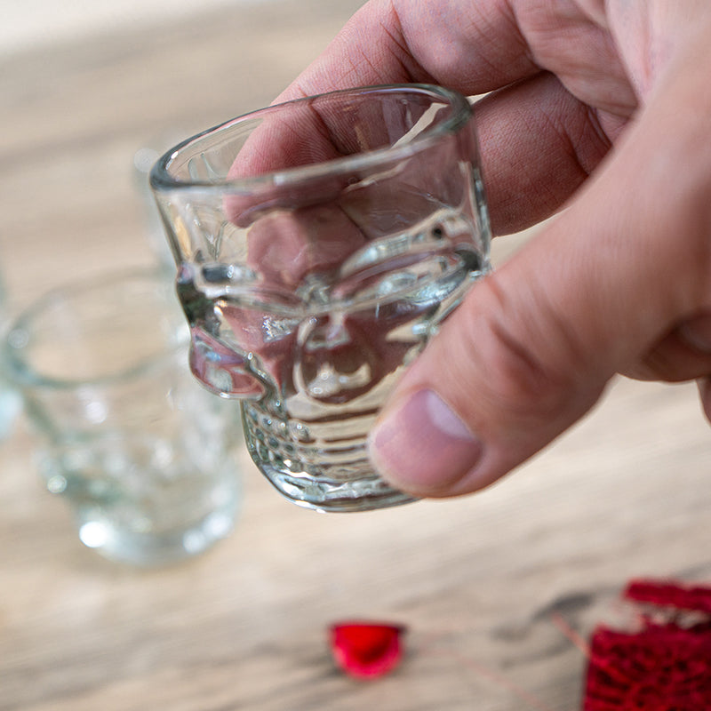 Skull Shot Glass Set of 4 by Something Different UK Unique Gothic Drinkware 3D Skull Design Glasses for Halloween Parties and Collectors Shot Glass Set Perfect for Gatherings