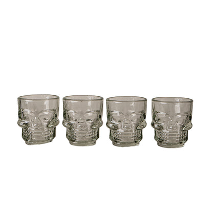 Skull Shot Glass Set of 4 by Something Different UK Unique Gothic Drinkware 3D Skull Design Glasses for Halloween Parties and Collectors Shot Glass Set Perfect for Gatherings