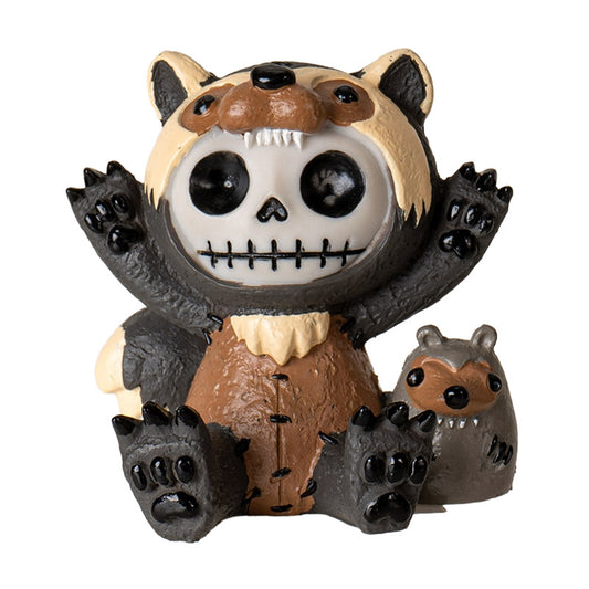 Hugh Furrybones in Raccoon Costume with Tiny Raccoon