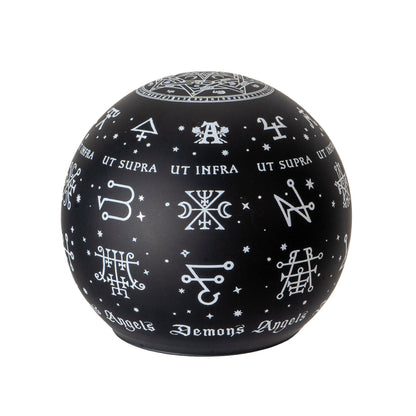 Angels & Demons LED Globe Night Light by Alchemy England Captivating Glass Sphere with Celestial Symbols Ideal for Unique Home Decor 4.29" Tall