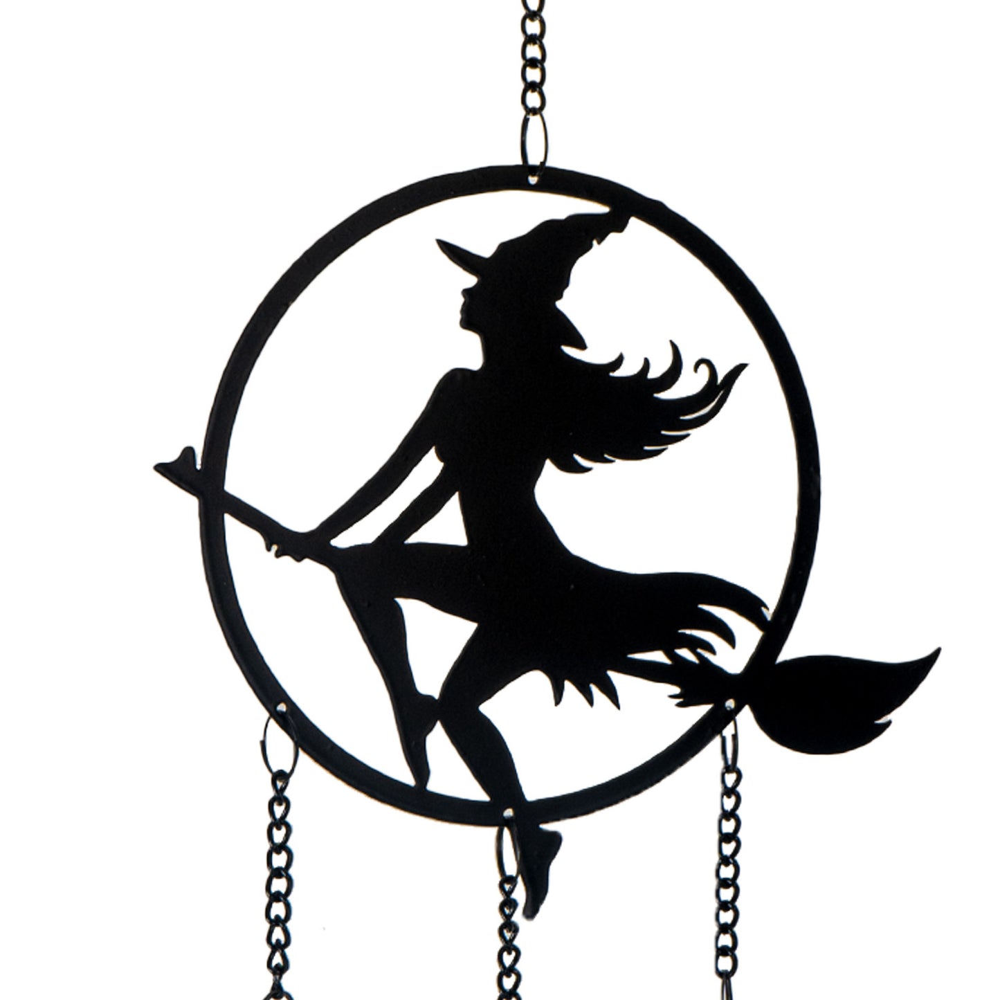 Witch by Moonlight Hanging Decoration by Alchemy England with Pentacle Stars and Crescent Moon Perfect for Gothic Home Decor or Halloween Wall Hanging 21" Long