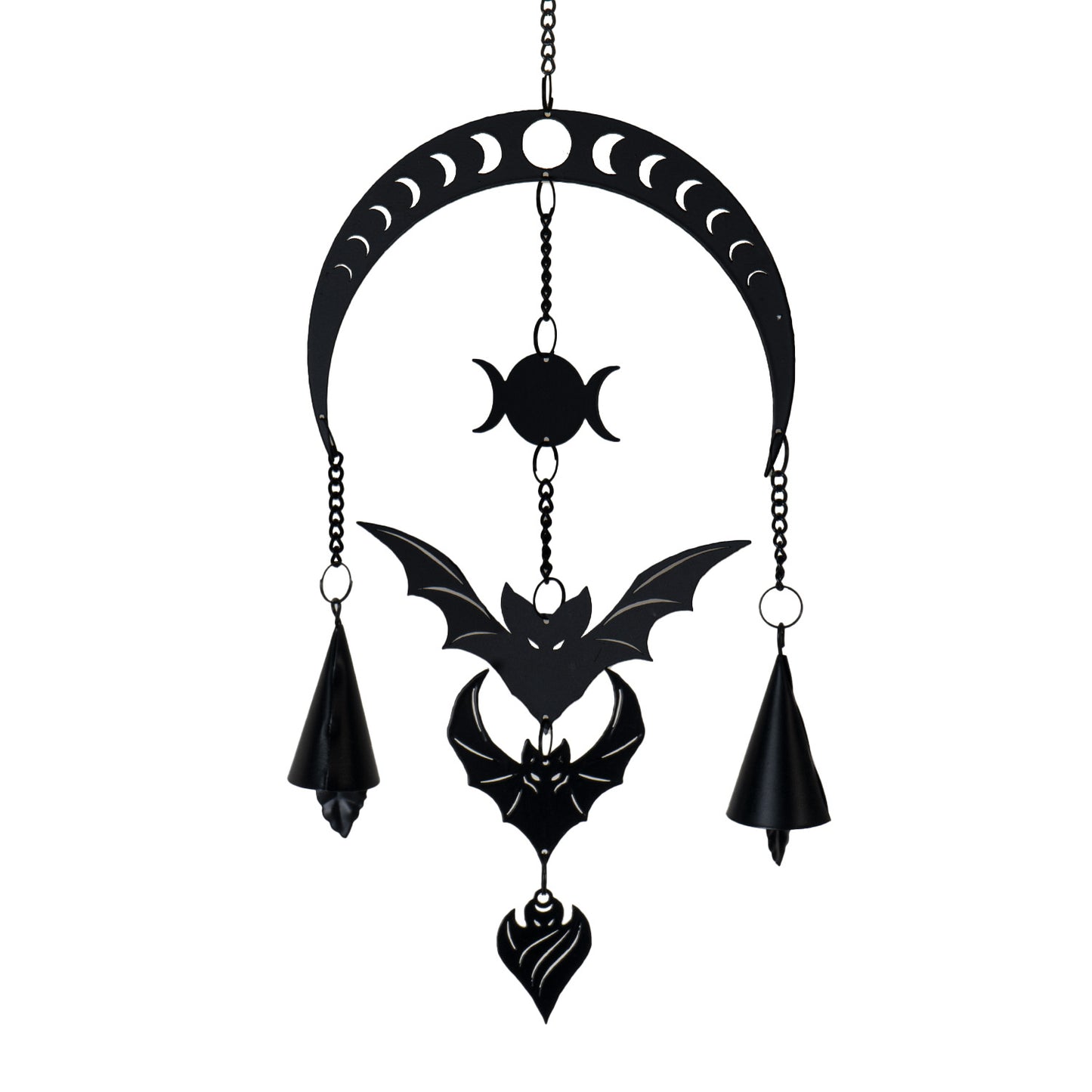 Evilution Moon Phase Hanging Decoration by Alchemy England with Crescent Moons and Bat Design Perfect for Gothic Accents Home Decor and Halloween Hanging 18" Long