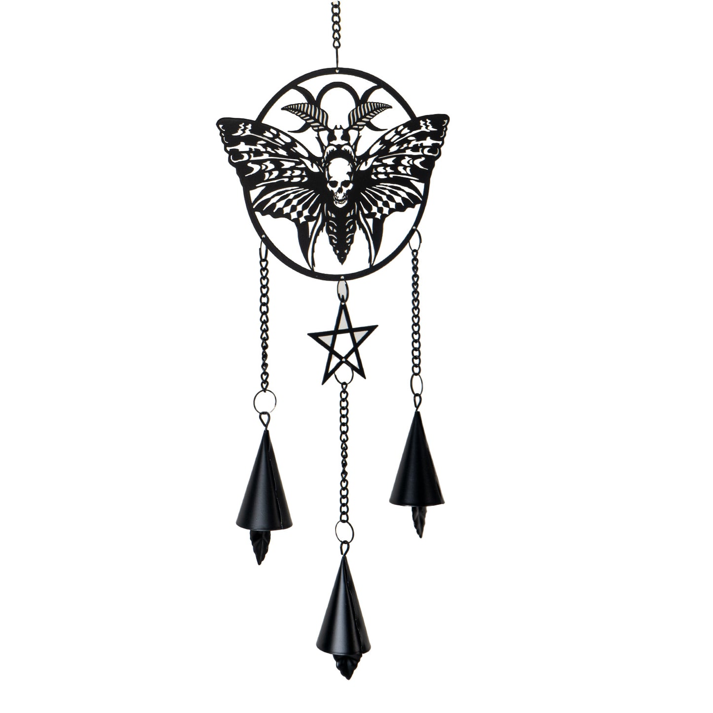 Death Head Moth Hanging Decoration by Alchemy England with Gothic Skull and Pentacle Design Perfect for Wall Hanging Home Decor and Halloween 20" Long