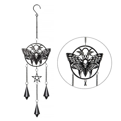 Death Head Moth Hanging Decoration by Alchemy England with Gothic Skull and Pentacle Design Perfect for Wall Hanging Home Decor and Halloween 20" Long