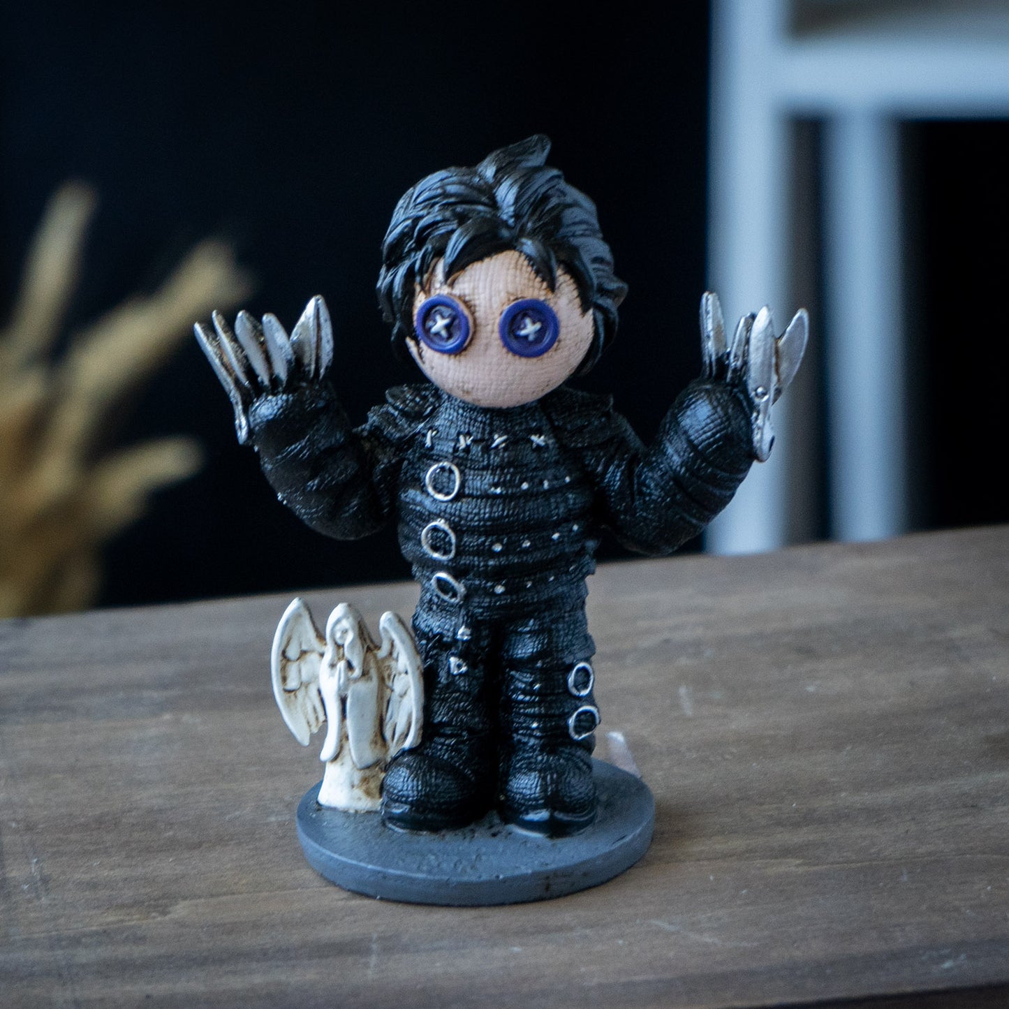 Pinheads Scissorhands Collectible Figurine by Ruben Macias Doll with Scissor Hands and Guardian Angel Statue Ideal for Gothic Decor or Unique Collectible Gift 4.75" Tall