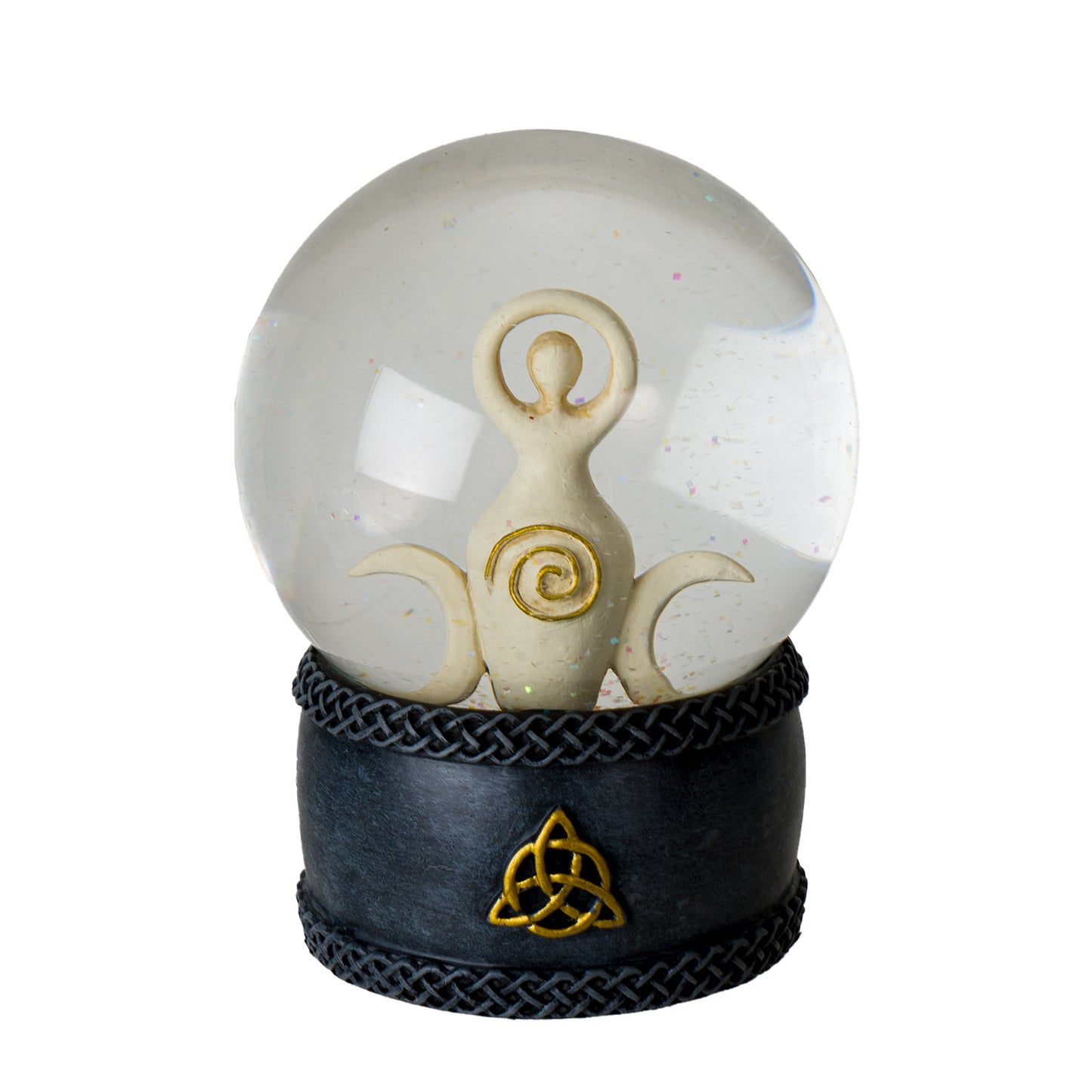 Spiral Goddess Water Globe with Hand Painted Celtic Knot Design Base Perfect for Home or Office Decor and Spiritual Gifts 5.38" Tall