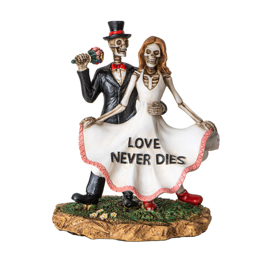 Love Never Dies Skeleton Couple Figurine Gothic Romance Wedding Decor