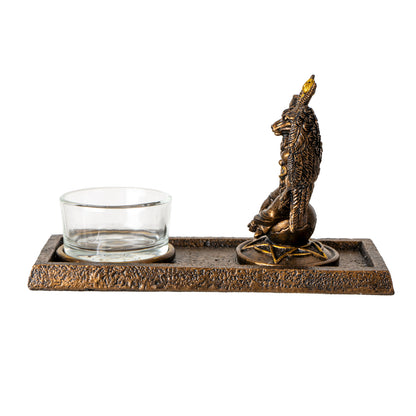 Baphomet Votive Candle Holder Gothic Decor with Winged Baphomet Figurine Ideal for Tabletop and Home Decoration 5.12" Tall