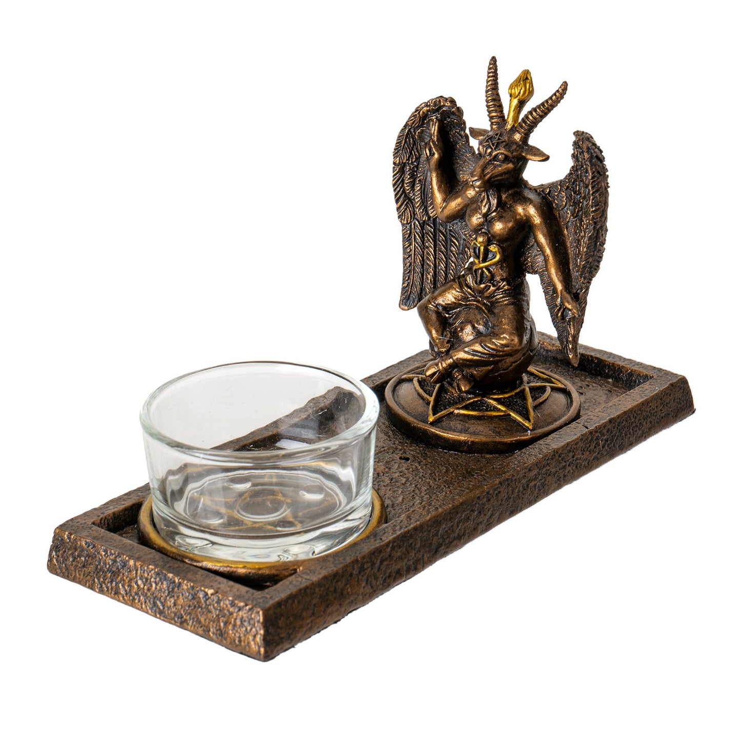 Baphomet Votive Candle Holder Gothic Decor with Winged Baphomet Figurine Ideal for Tabletop and Home Decoration 5.12" Tall