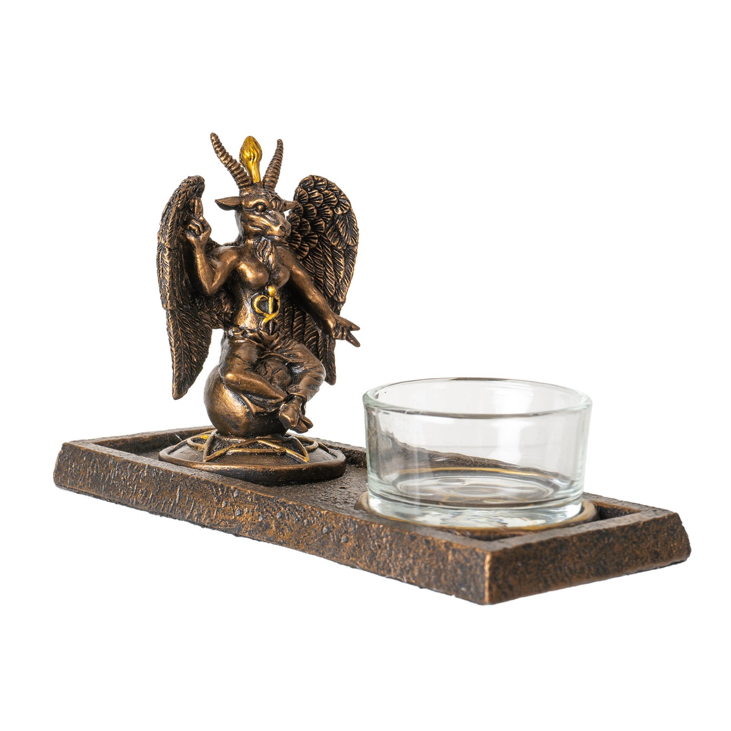 Baphomet Votive Candle Holder Gothic Decor with Winged Baphomet Figurine Ideal for Tabletop and Home Decoration 5.12" Tall