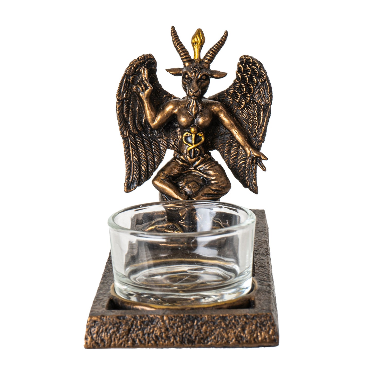 Baphomet Votive Candle Holder Gothic Decor with Winged Baphomet Figurine Ideal for Tabletop and Home Decoration 5.12" Tall