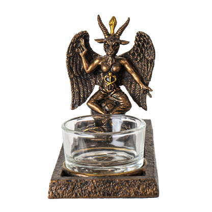 Baphomet Votive Candle Holder Gothic Decor with Winged Baphomet Figurine Ideal for Tabletop and Home Decoration 5.12" Tall