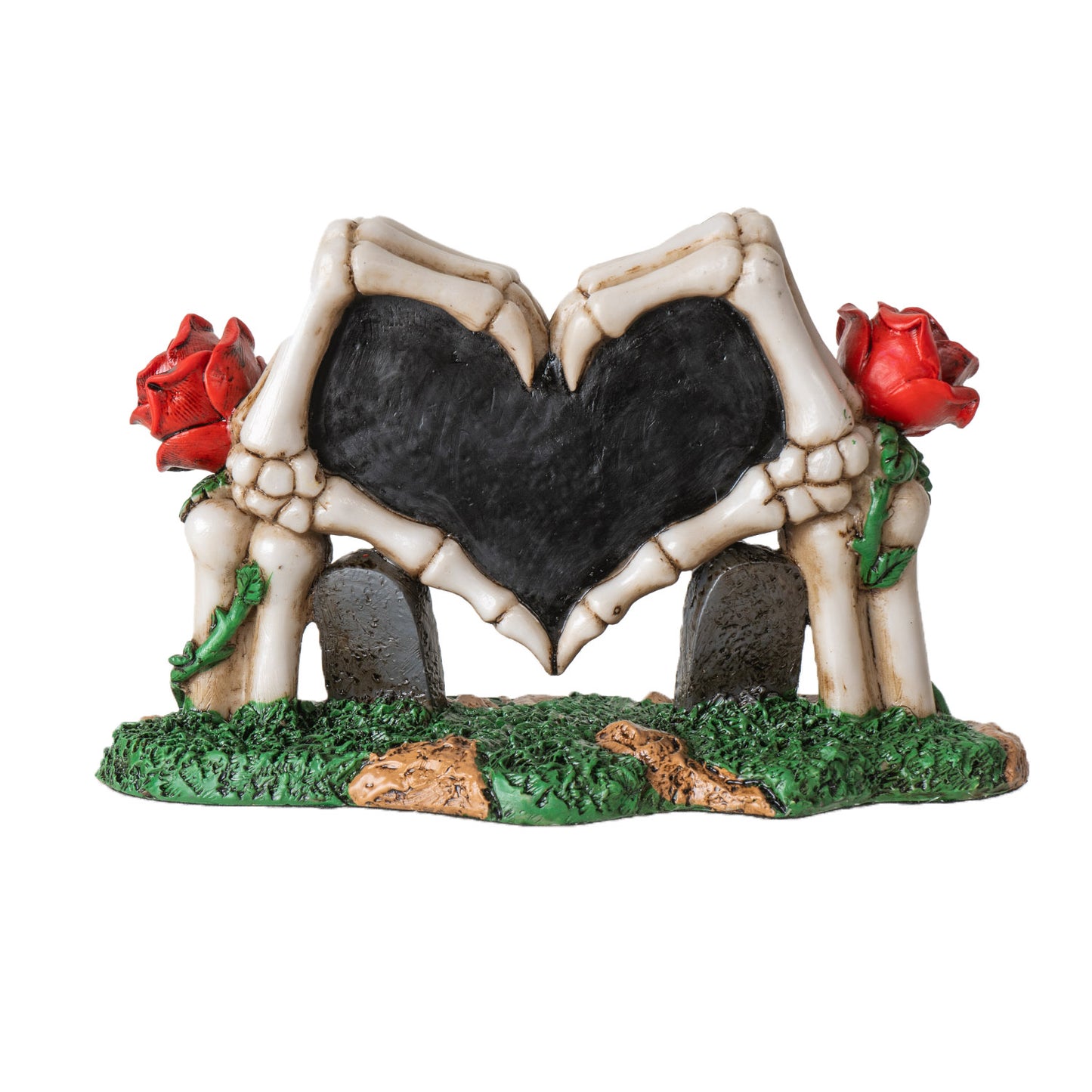 Skeleton Gravestone Figurine Love Never Dies with Roses