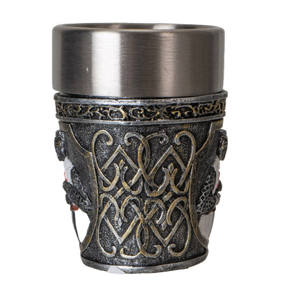 White Medieval Knight Shot Glass with Intricate Armor Design and Stainless Steel Inner Cup Perfect for Party Barware or Unique Collectible Gift 3 fl oz