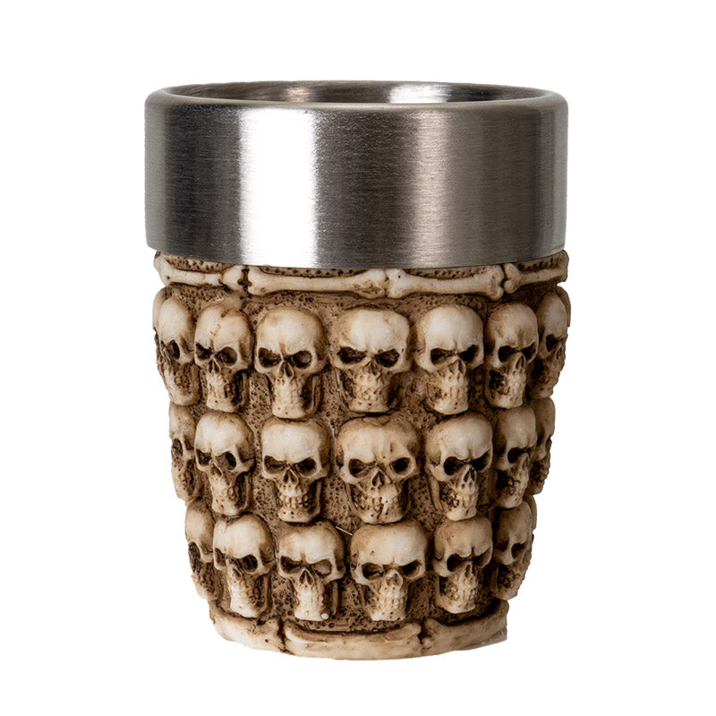 Skull Wall Shot Glass with Detailed Bone and Skeleton Design Stainless Steel Lining Ideal for Gothic Home Decor or Halloween Party 3 fl oz