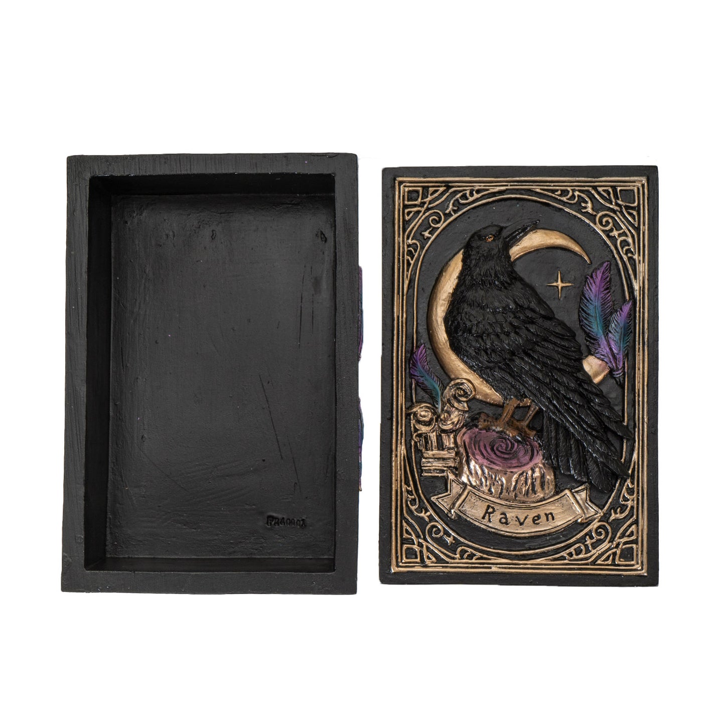 Raven Tarot Box with Moon and Feather Design